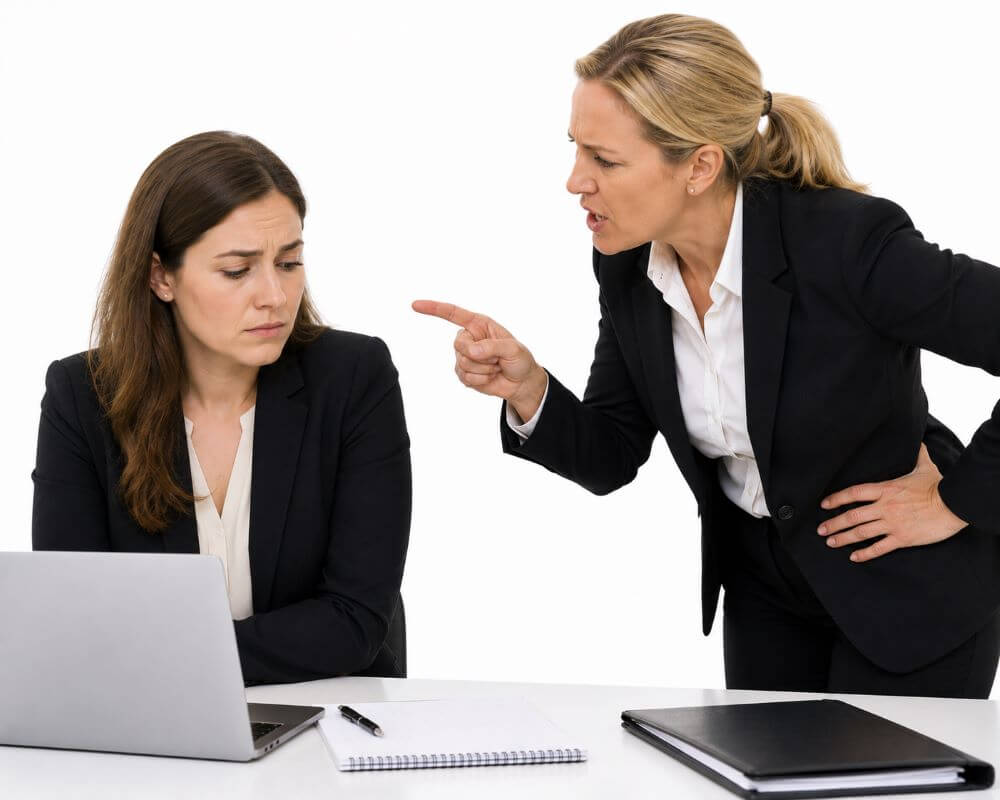 Employees learning to identify and prevent workplace bullying and harassment during training