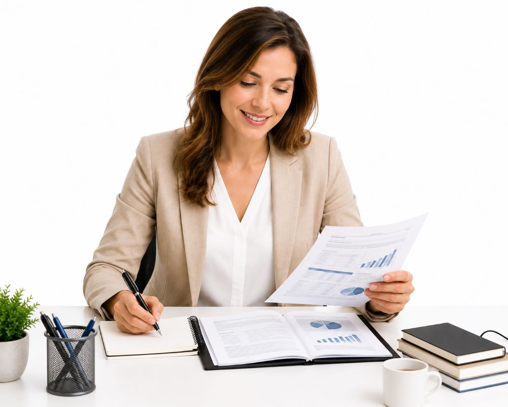 Employee developing business writing skills during Better Business Writing training