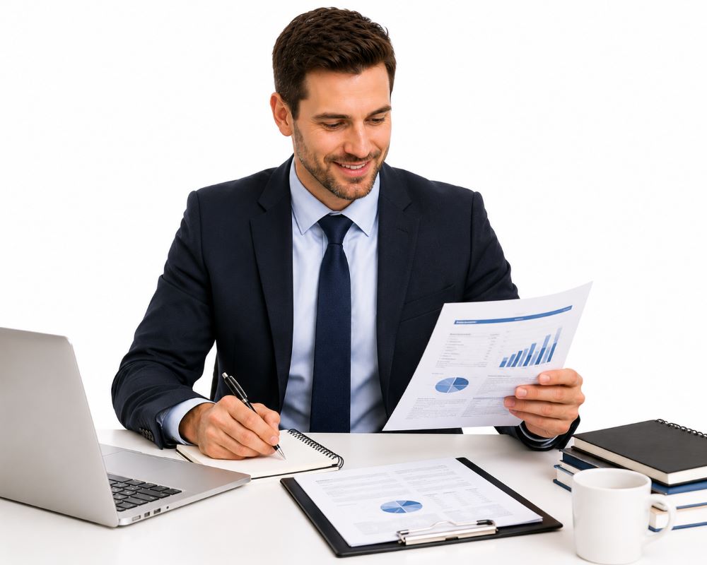 Male employee developing report writing skills during Persuasive Report Writing training