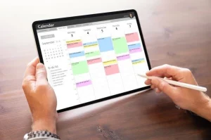 Time blocking for professionals in Australia shown on a colour-coded digital calendar
